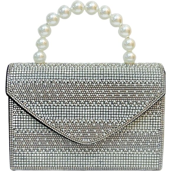 🆕Women Black Polyester Beaded Evening Handbag Crossbody Sparkly  Handle Bag - Picture 1 of 5